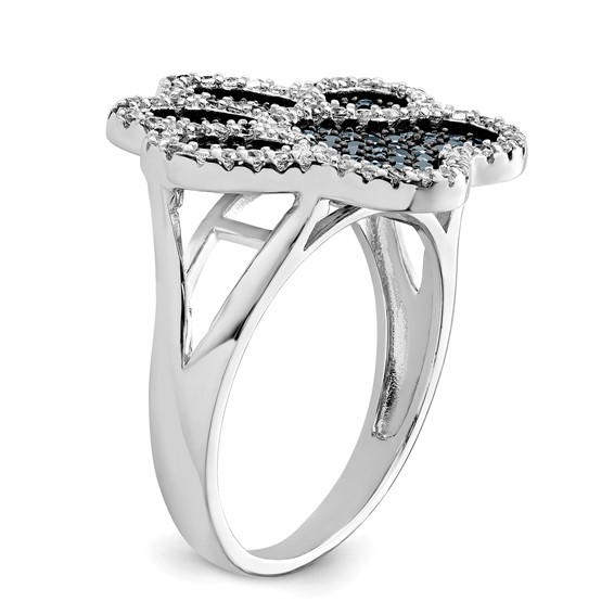 Sterling Silver Rhodium-plated Polished CZ Paw Print Ring