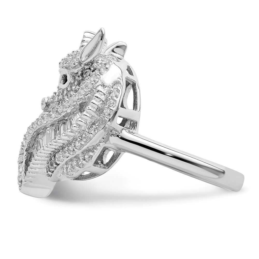 Sterling Silver Rhodium-plated Polished CZ Unicorn Ring (QR7221-6)