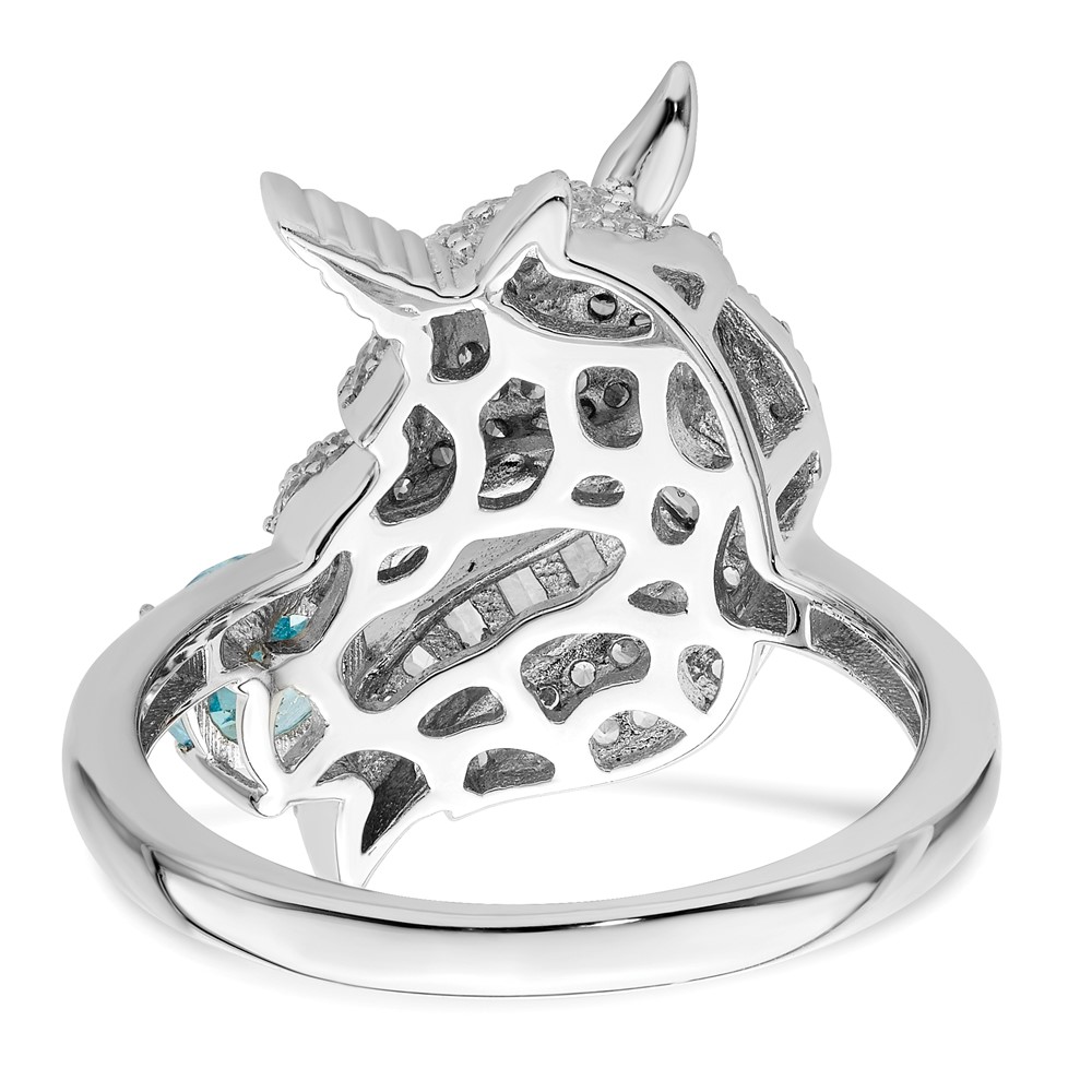 Sterling Silver Rhodium-plated Polished CZ Unicorn Ring (QR7221-6)