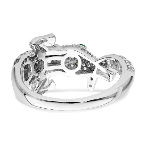 Sterling Silver Rhodium-plated Polished CZ Alligator Ring