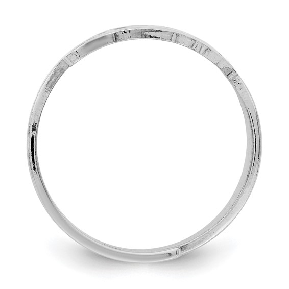 Sterling Silver Rhod. Polished Four Leaf Adjustable Ring