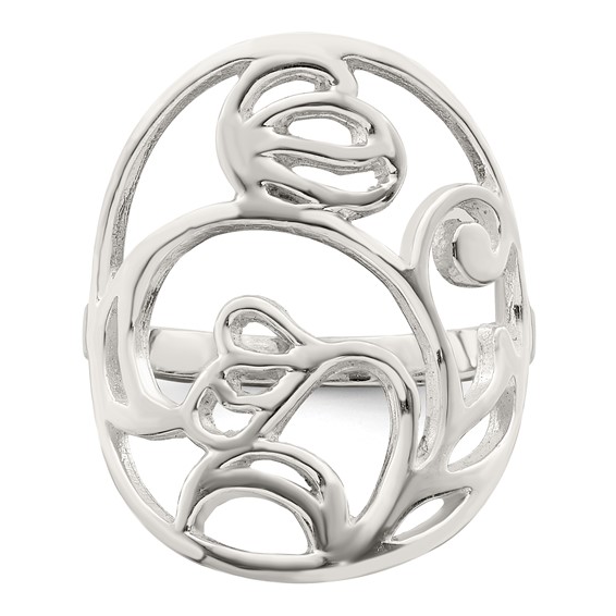 Sterling Silver Polished Wavy Design Ring