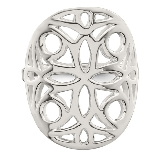 Sterling Silver Polished Floral Design Ring