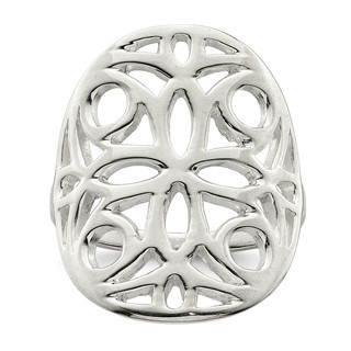 Sterling Silver Polished Floral Design Ring