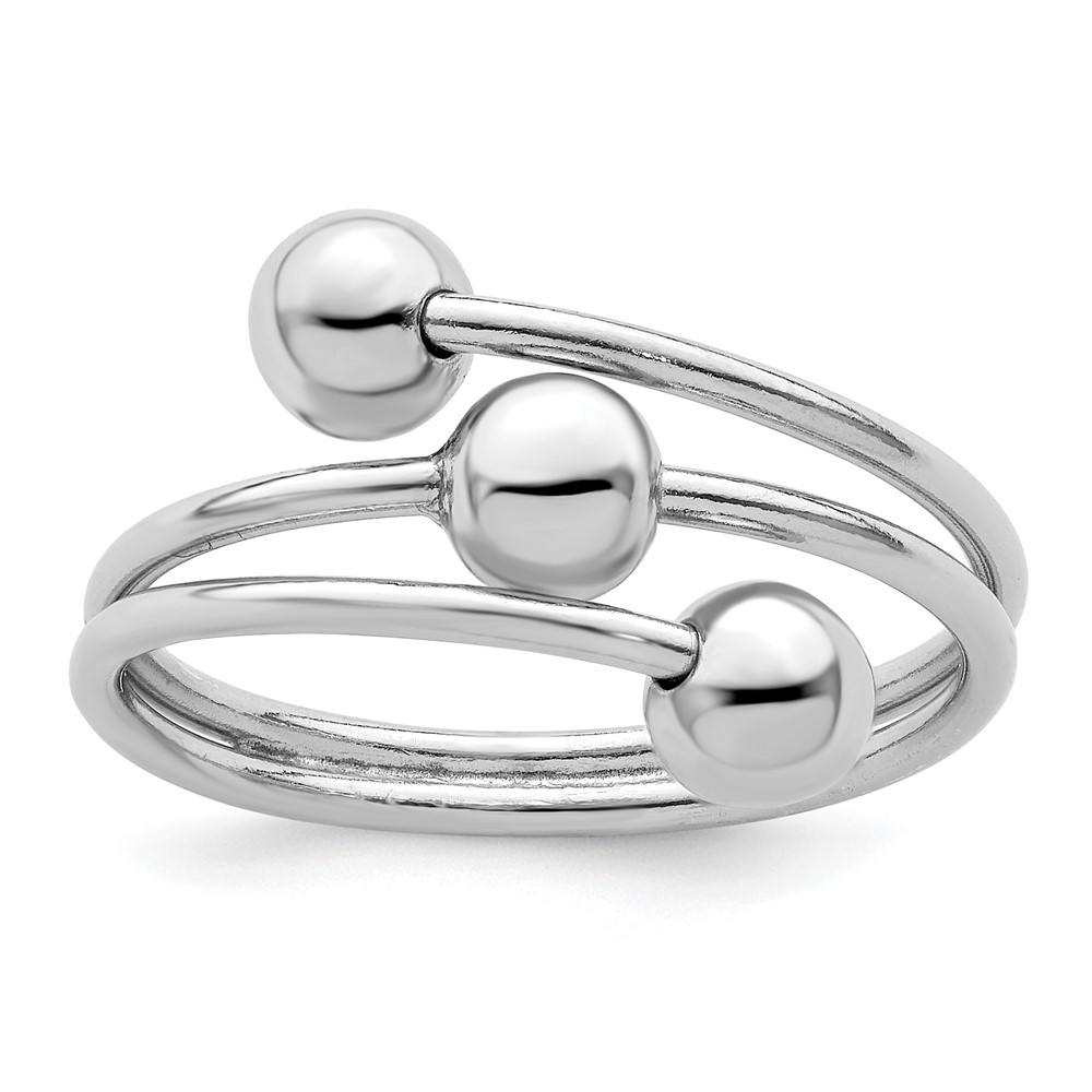 Sterling Silver Rhodium-plated Polished 3 Ball Ring (QR7235-8)