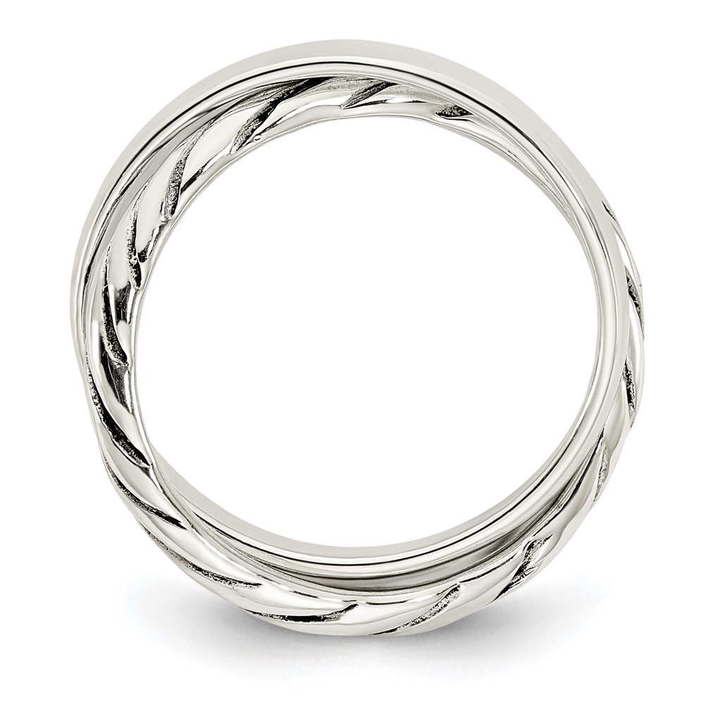 Sterling Silver Polished & Twisted Intertwined Rings (QR7236-6)