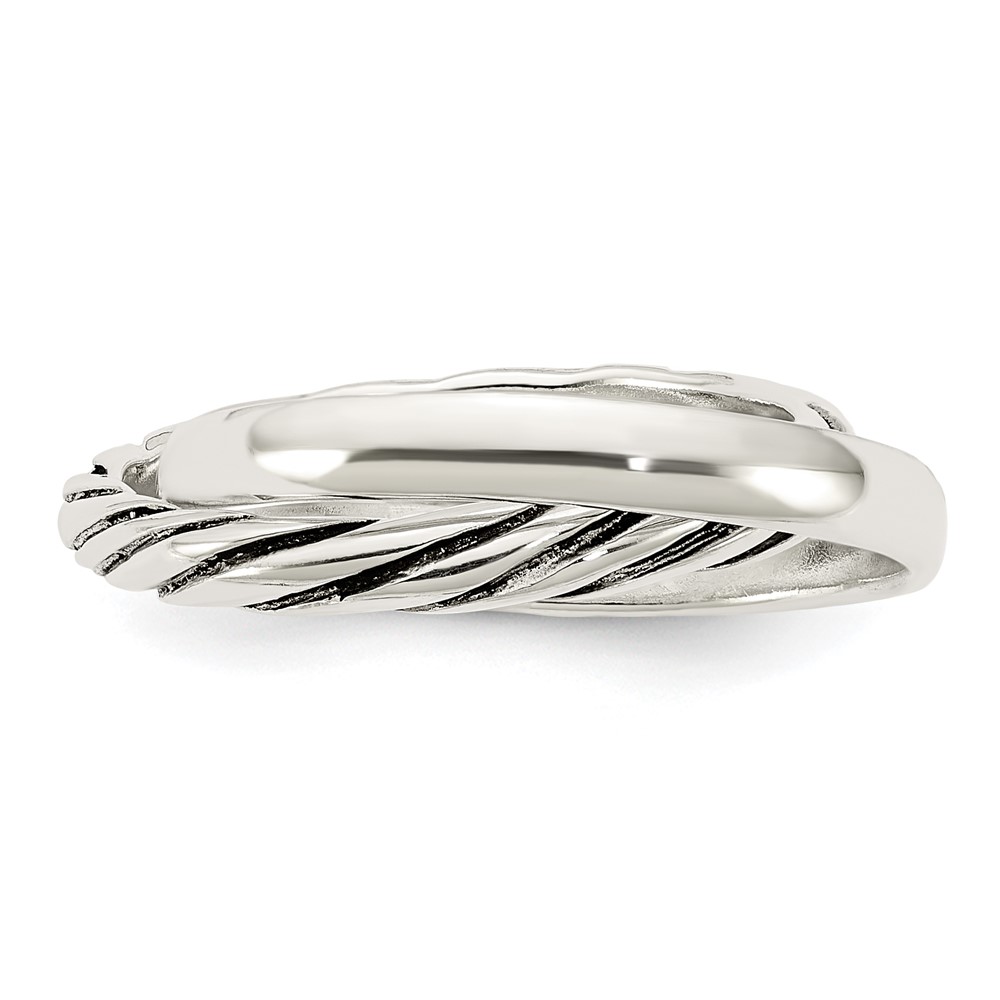 Sterling Silver Polished & Twisted Intertwined Rings (QR7236-6)