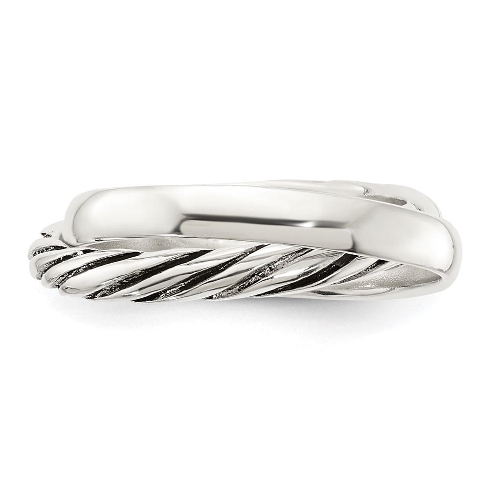 Sterling Silver Polished & Twisted Intertwined Rings (QR7236-6)