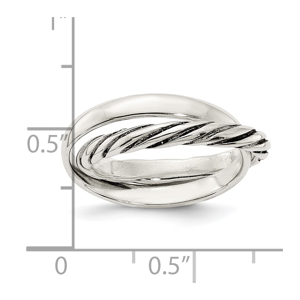 Sterling Silver Polished & Twisted Intertwined Rings (QR7236-6)