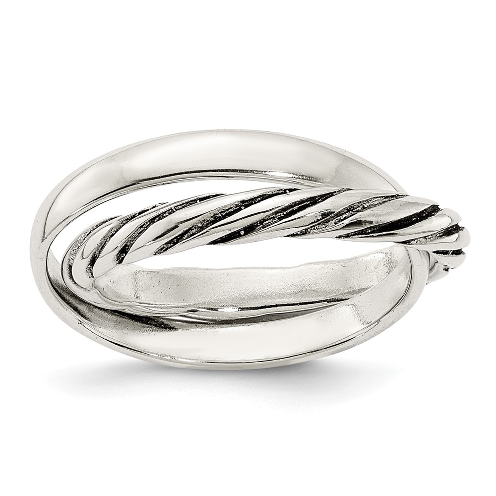 Sterling Silver Polished & Twisted Intertwined Rings (QR7236-6)