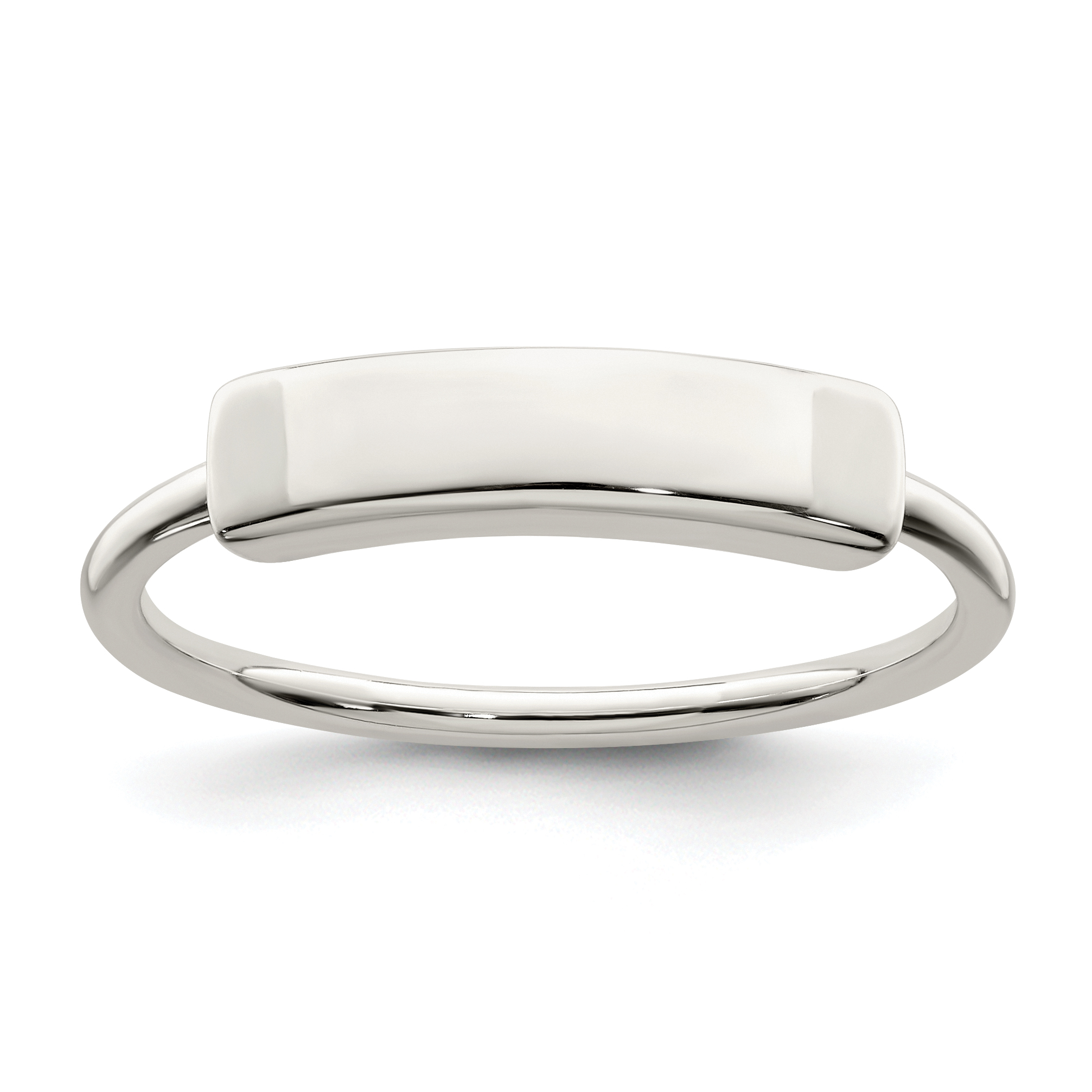 Sterling Silver Polished Engraveable Top Ring (QR7238-6)