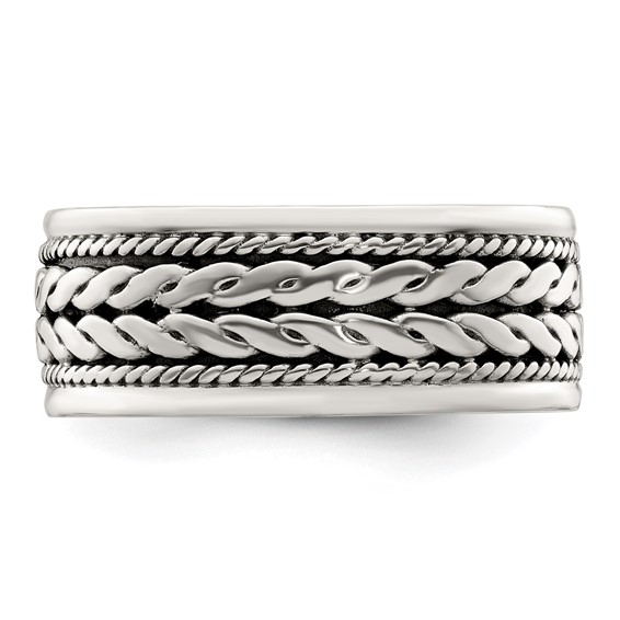 Sterling Silver Antiqued Rope Design Ring