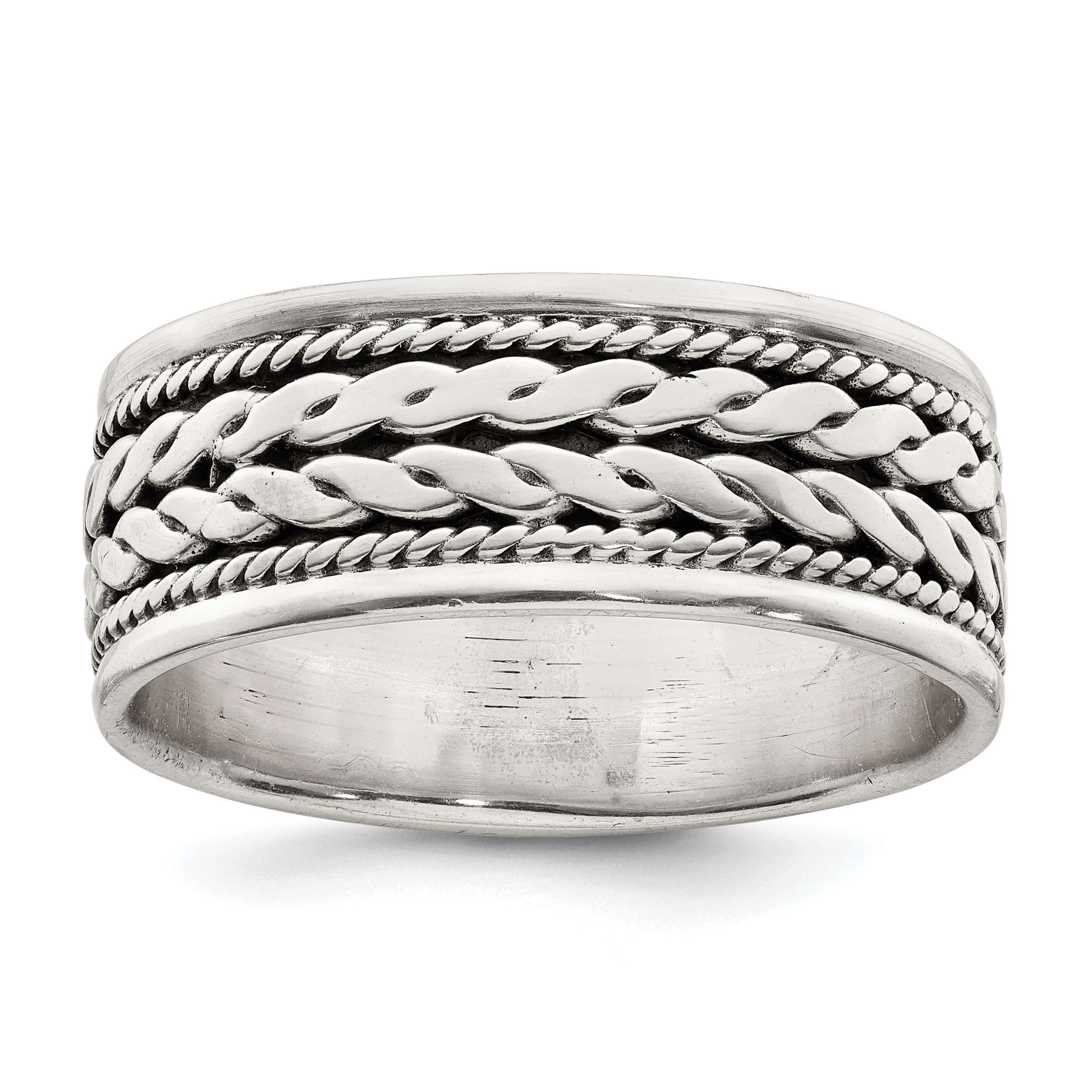 Sterling Silver Antiqued Rope Design Ladie's Ring (QR7239-6)
