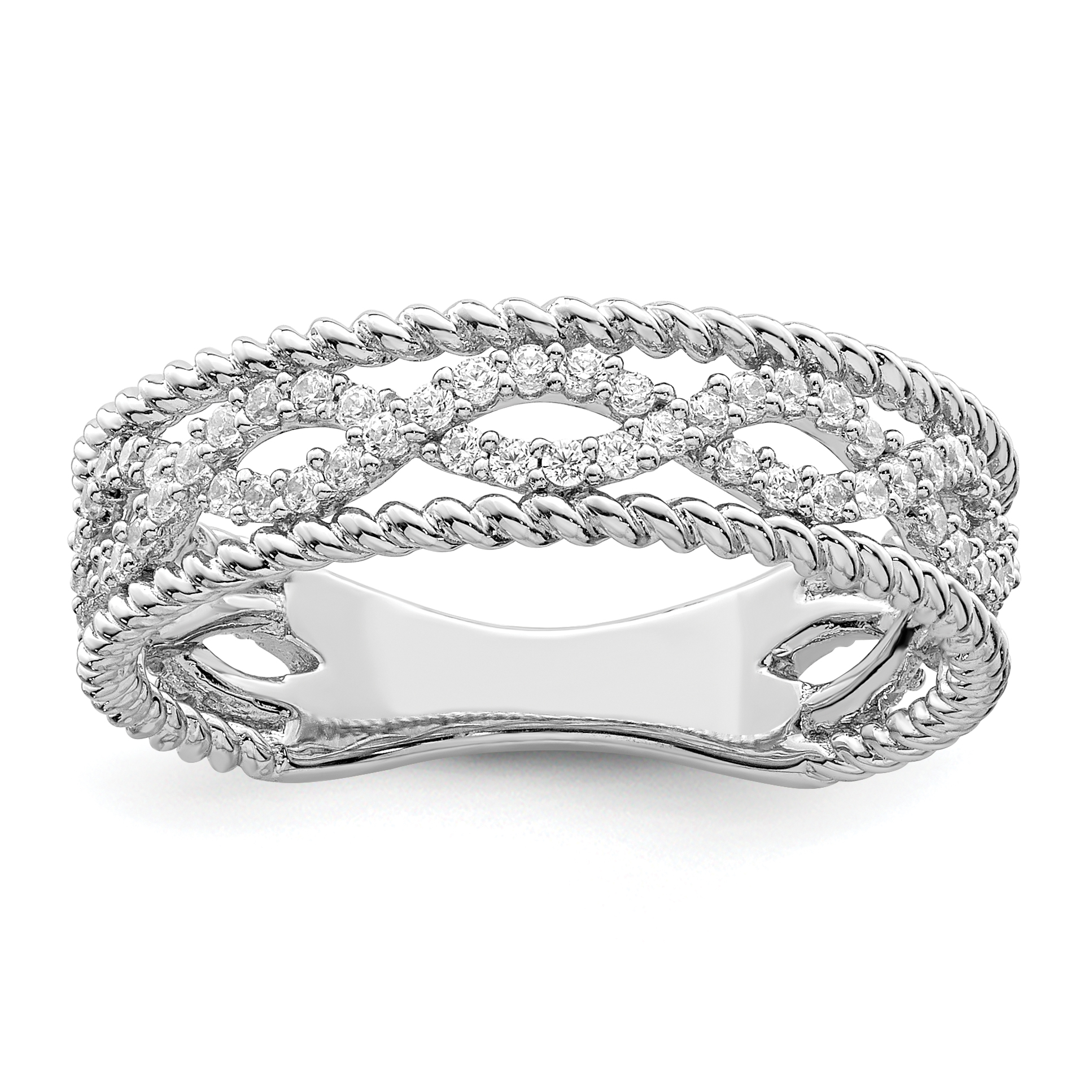 Sterling Silver Rhodium plated CZ Band (QR7241-6)