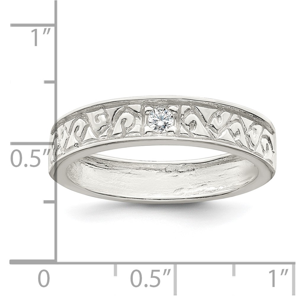 Sterling Silver Polished CZ Fancy Design Ring (QR7242-6)