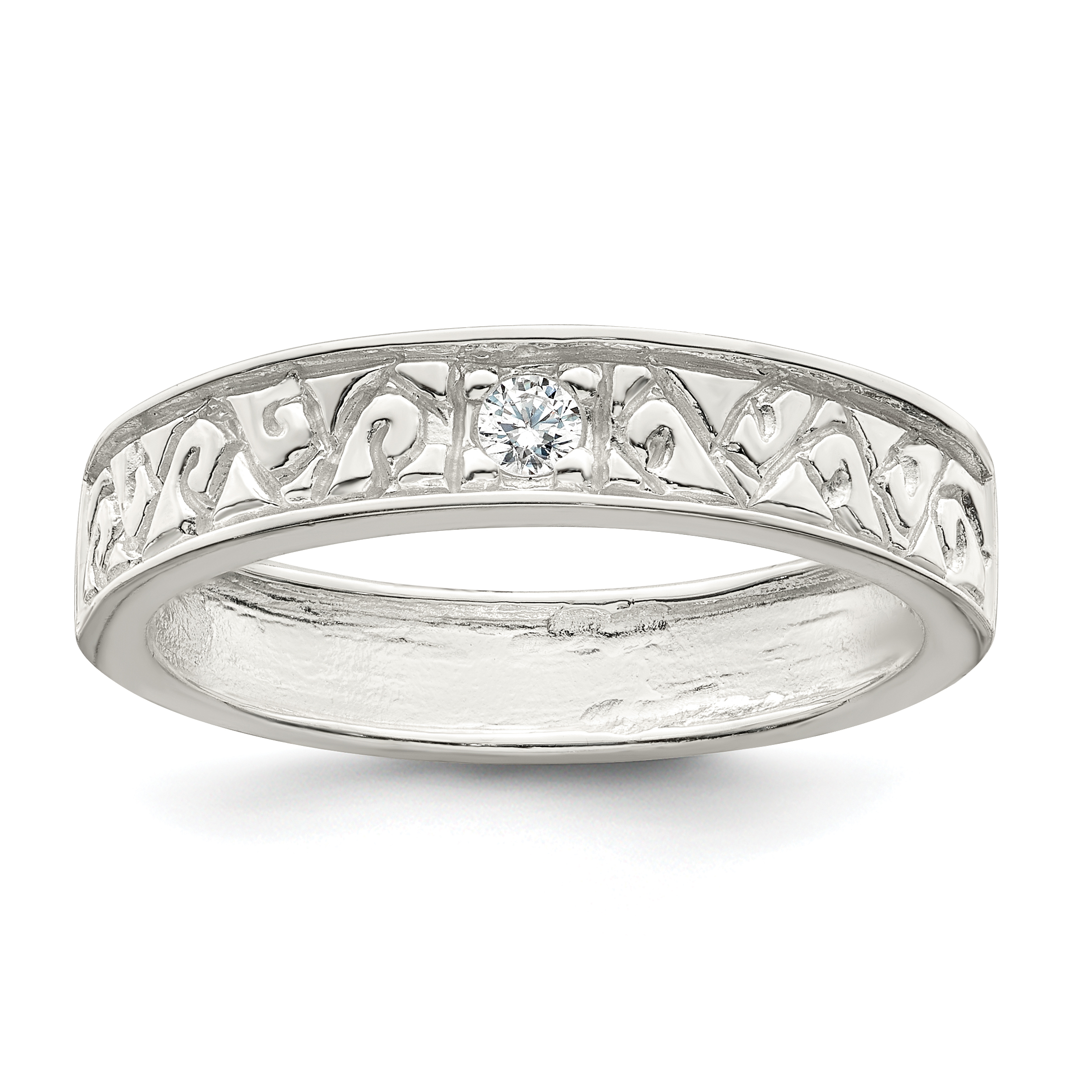 Sterling Silver Polished CZ Fancy Design Ring (QR7242-6)