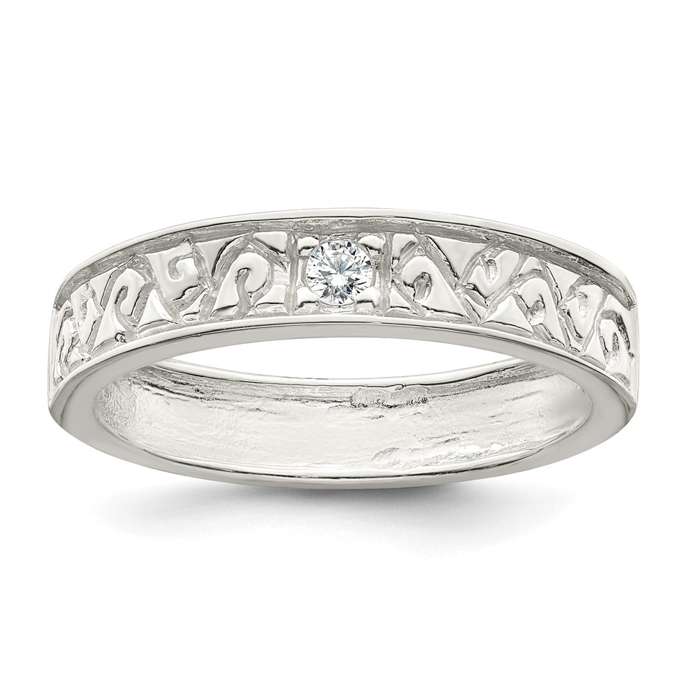 Sterling Silver Polished CZ Fancy Design Ring (QR7242-6)