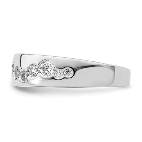 Sterling Silver Rhodium-plated CZ Cluster Ring