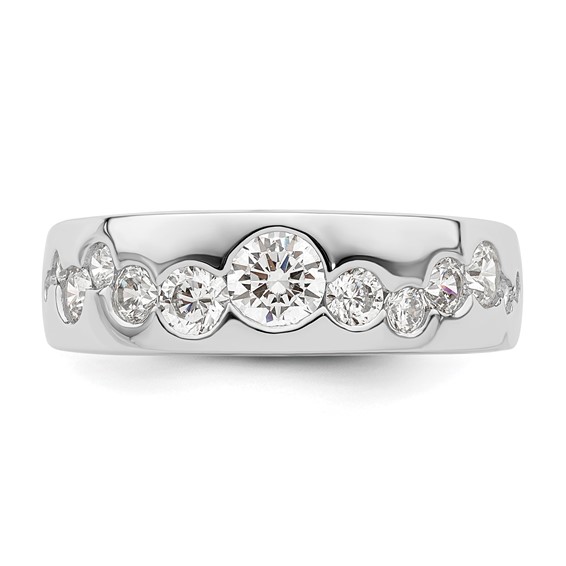 Sterling Silver Rhodium-plated CZ Cluster Ring