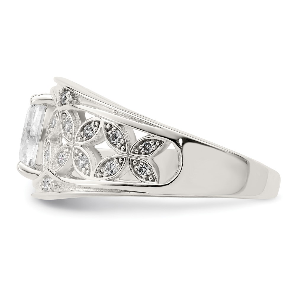 Sterling Silver CZ Flower Ring (QR7249-6)