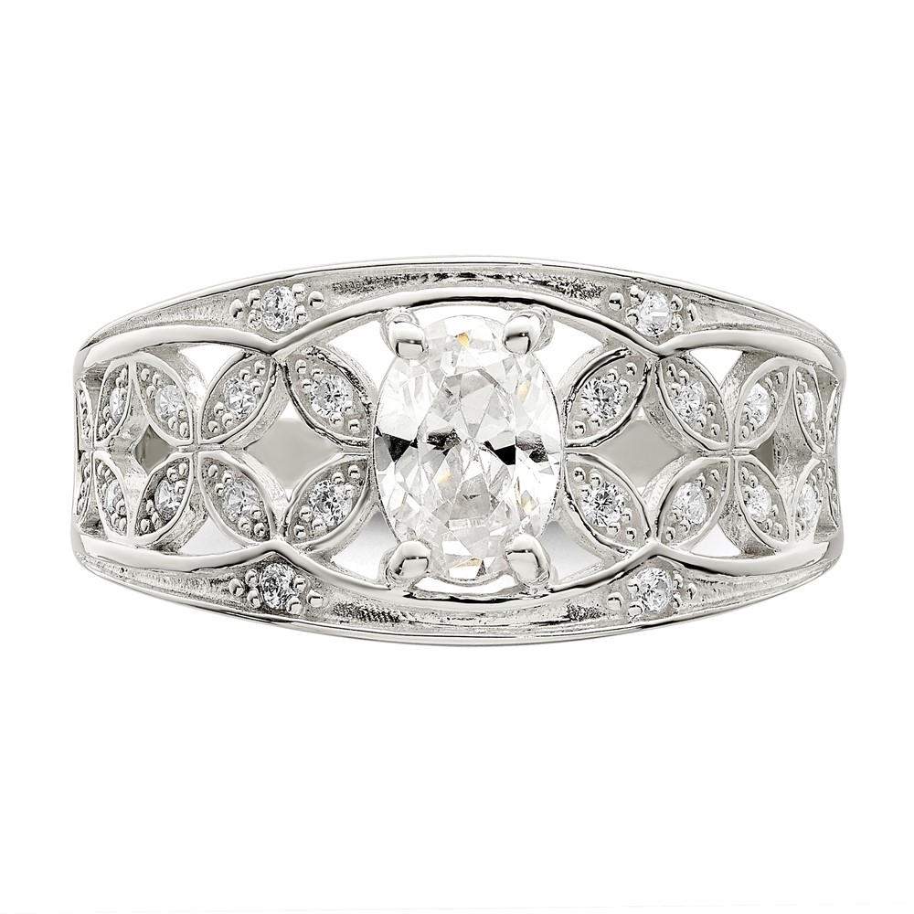 Sterling Silver CZ Flower Ring (QR7249-6)
