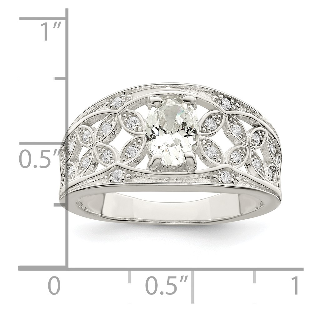 Sterling Silver CZ Flower Ring (QR7249-6)
