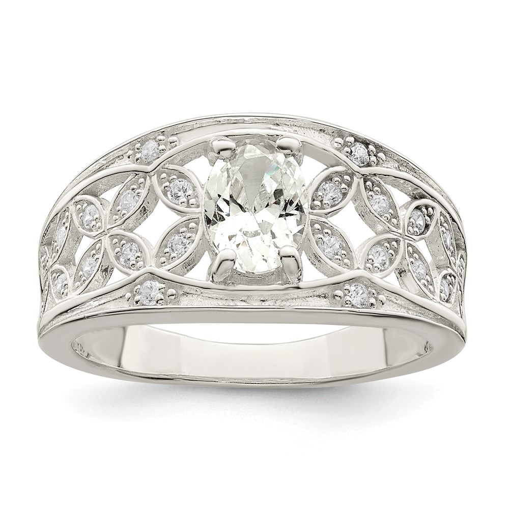 Sterling Silver CZ Flower Ring (QR7249-6)