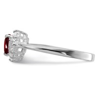 Sterling Silver Rhodium-plated Garnet & CZ Heart Ring view 4