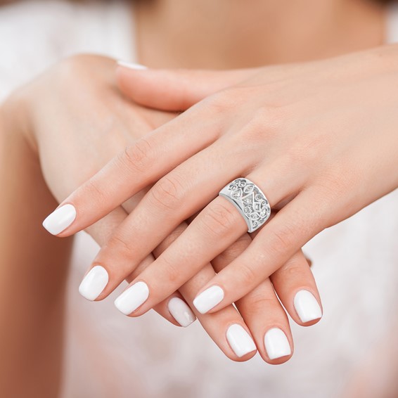 Sterling Silver Rhodium-plated Multi-shaped CZ Ring