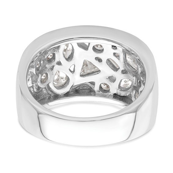 Sterling Silver Rhodium-plated Multi-shaped CZ Ring