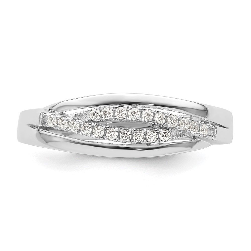 Sterling Silver Rhodium plated CZ Twisted Band (QR7251-7)