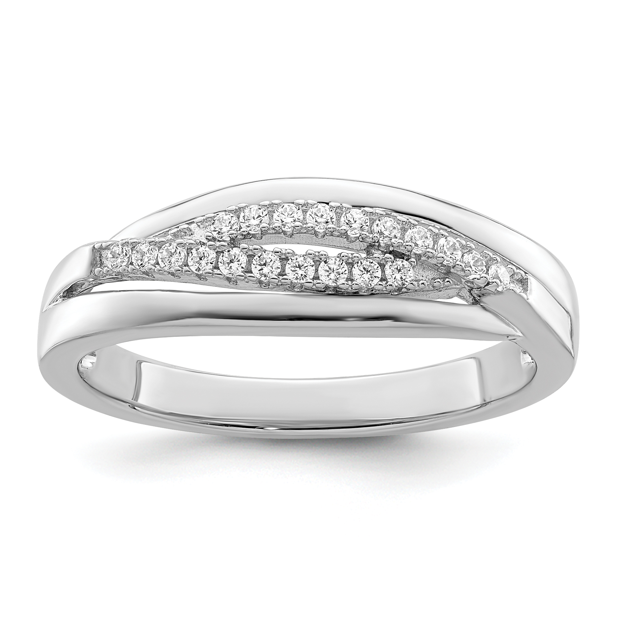 Sterling Silver Rhodium plated CZ Twisted Band (QR7251-7)