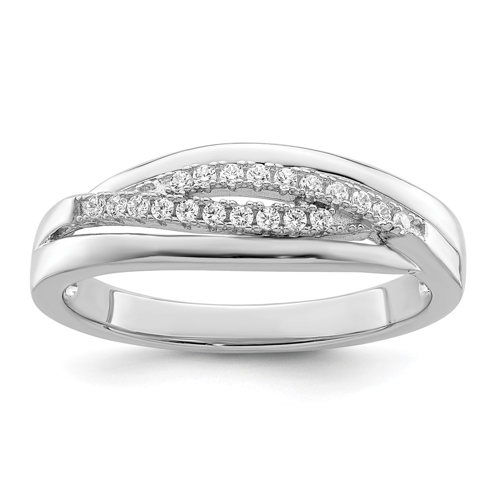 Sterling Silver Rhodium plated CZ Twisted Band (QR7251-7)
