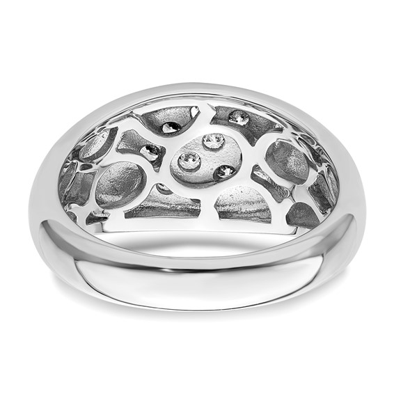 Sterling Silver Rhodium-plated CZ Oval Cluster Ring