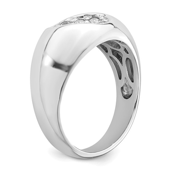 Sterling Silver Rhodium-plated CZ Oval Cluster Ring