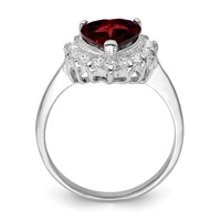 Sterling Silver Rhodium-plated Garnet & CZ Ring view 2