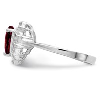 Sterling Silver Rhodium-plated Garnet & CZ Ring view 4