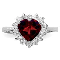 Sterling Silver Rhodium-plated Garnet & CZ Ring view 5