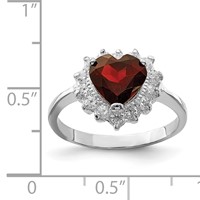 Sterling Silver Rhodium-plated Garnet & CZ Ring view 3