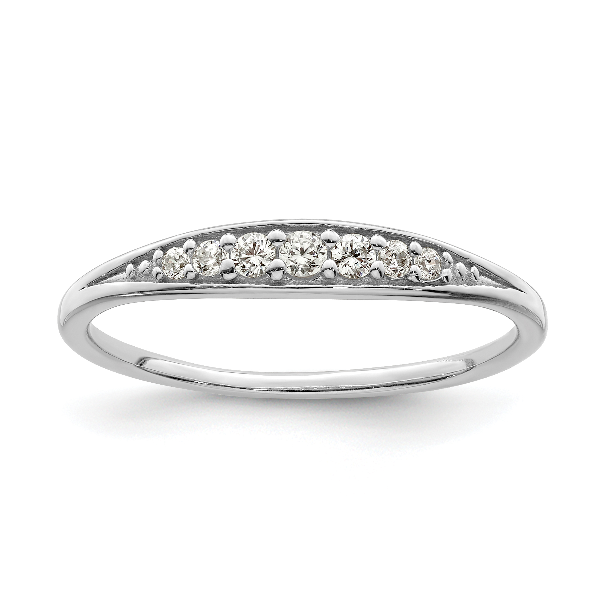 Sterling Silver Rhodium-plated Polished CZ Ring (QR7260-6)