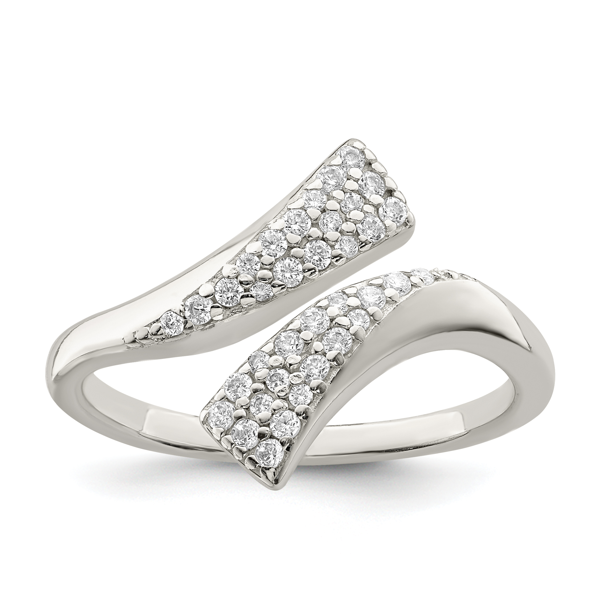 Sterling Silver Polished CZ Fancy Bypass Ring (QR7261-6)