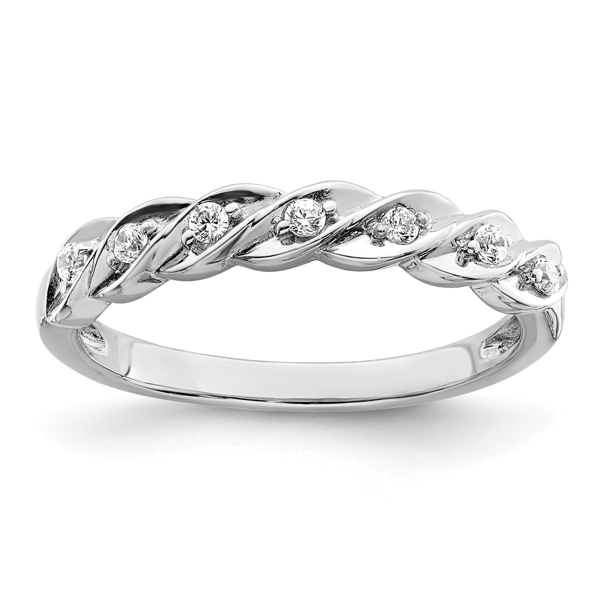 Sterling Silver RH Polished CZ Twisted Ring (QR7262-7)