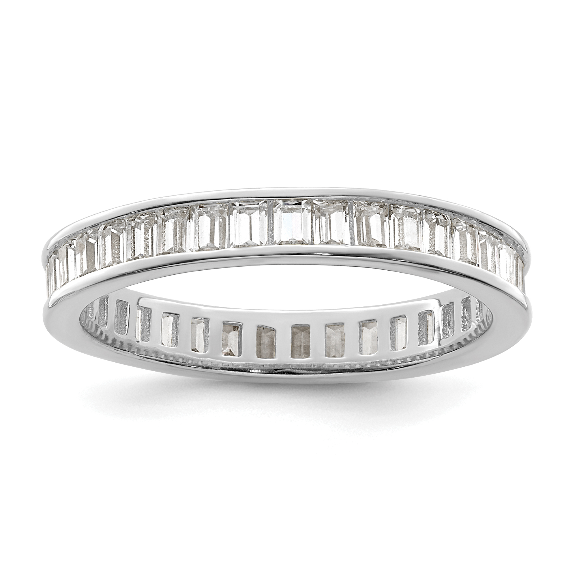 Sterling Silver Polished Rhodium-plated Channel Set CZ Band (QR7266-6)