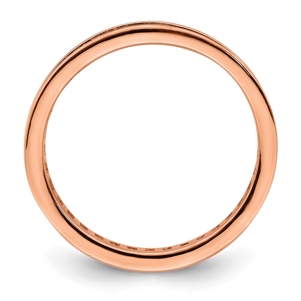 Sterling Silver Polished Rose-tone Channel Set CZ Band (QR7268-8)