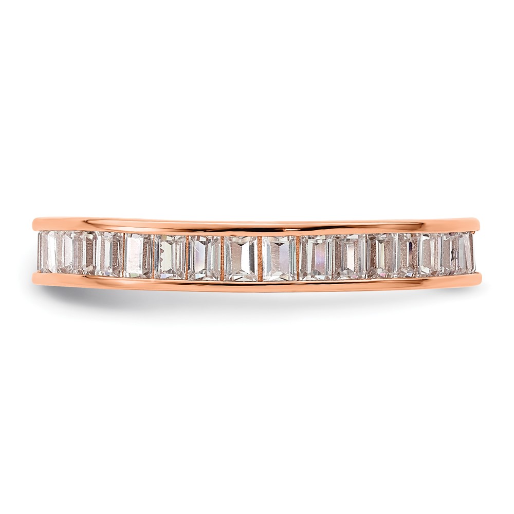 Sterling Silver Polished Rose-tone Channel Set CZ Band (QR7268-8)