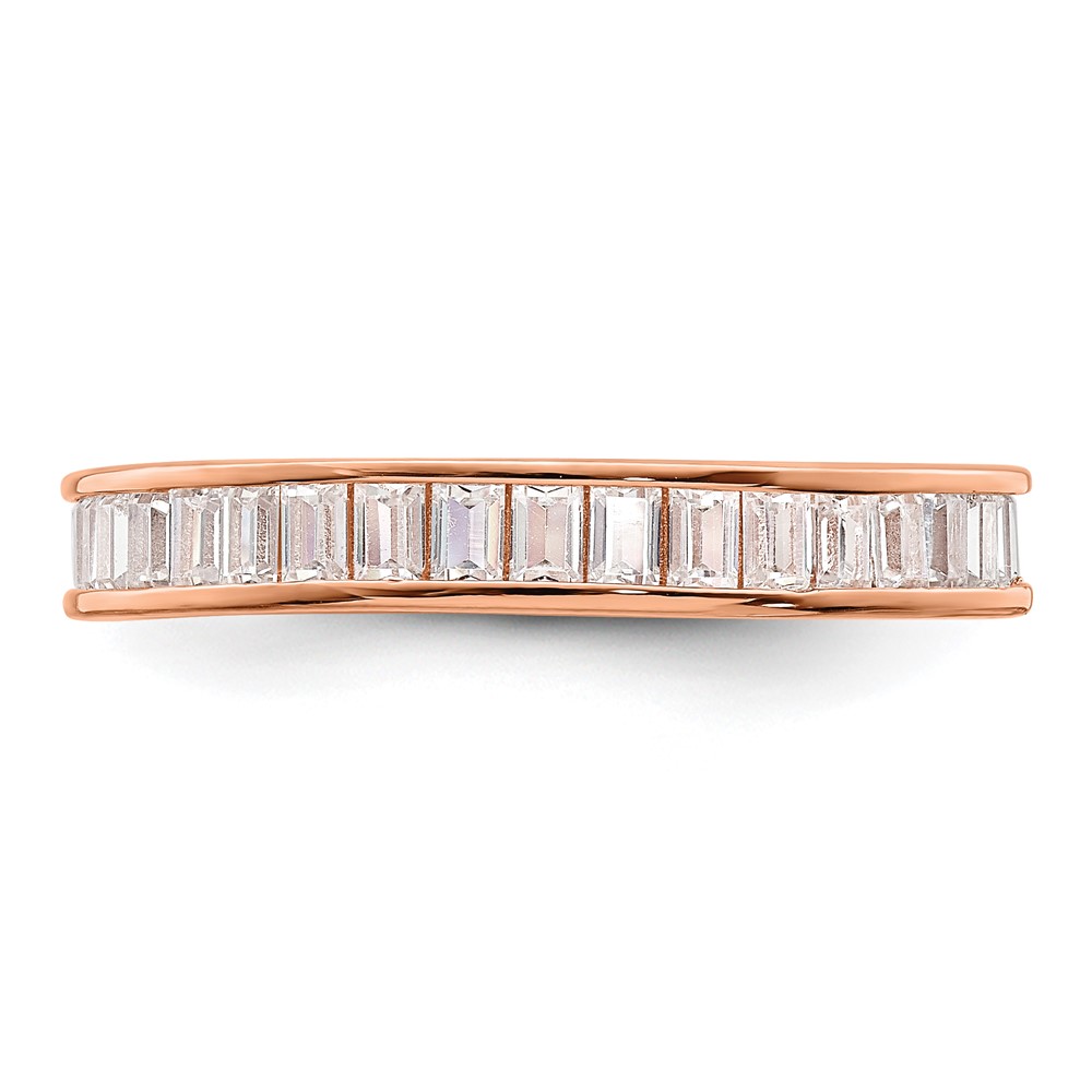 Sterling Silver Polished Rose-tone Channel Set CZ Band (QR7268-8)