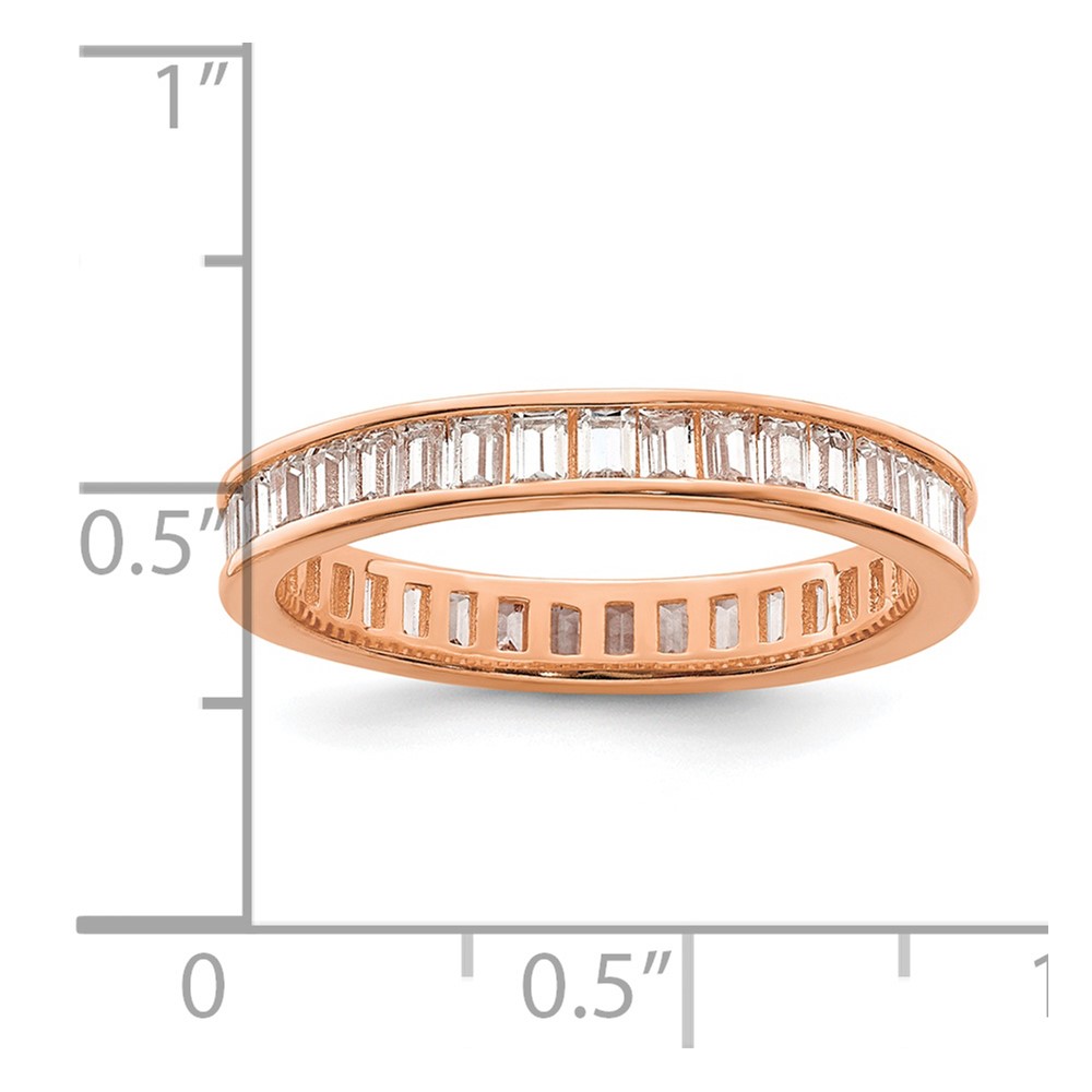 Sterling Silver Polished Rose-tone Channel Set CZ Band (QR7268-8)