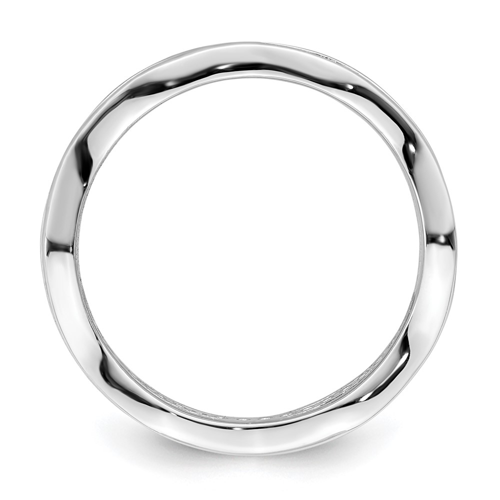 Sterling Silver Rhodium-plated CZ Wavy Ring (QR7269-6)