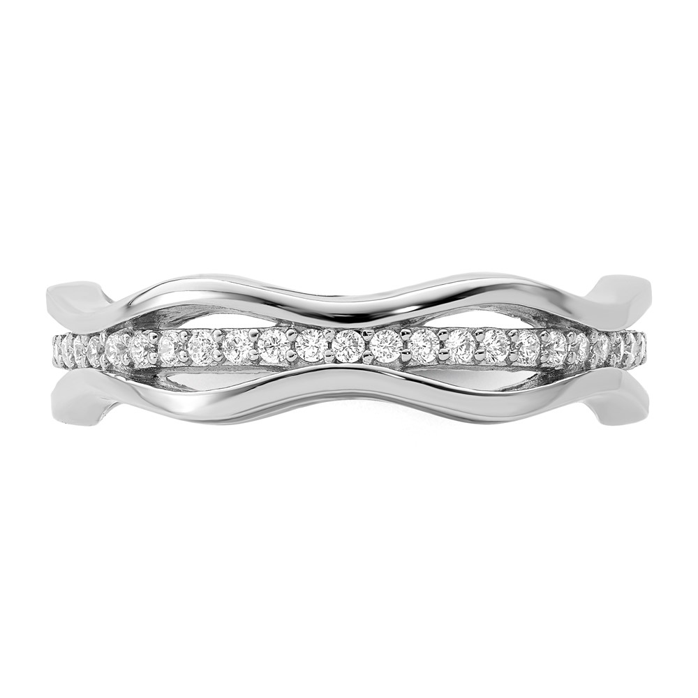 Sterling Silver Rhodium-plated CZ Wavy Ring (QR7269-6)