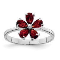 Sterling Silver Rhodium-plated Garnet Ring view 1
